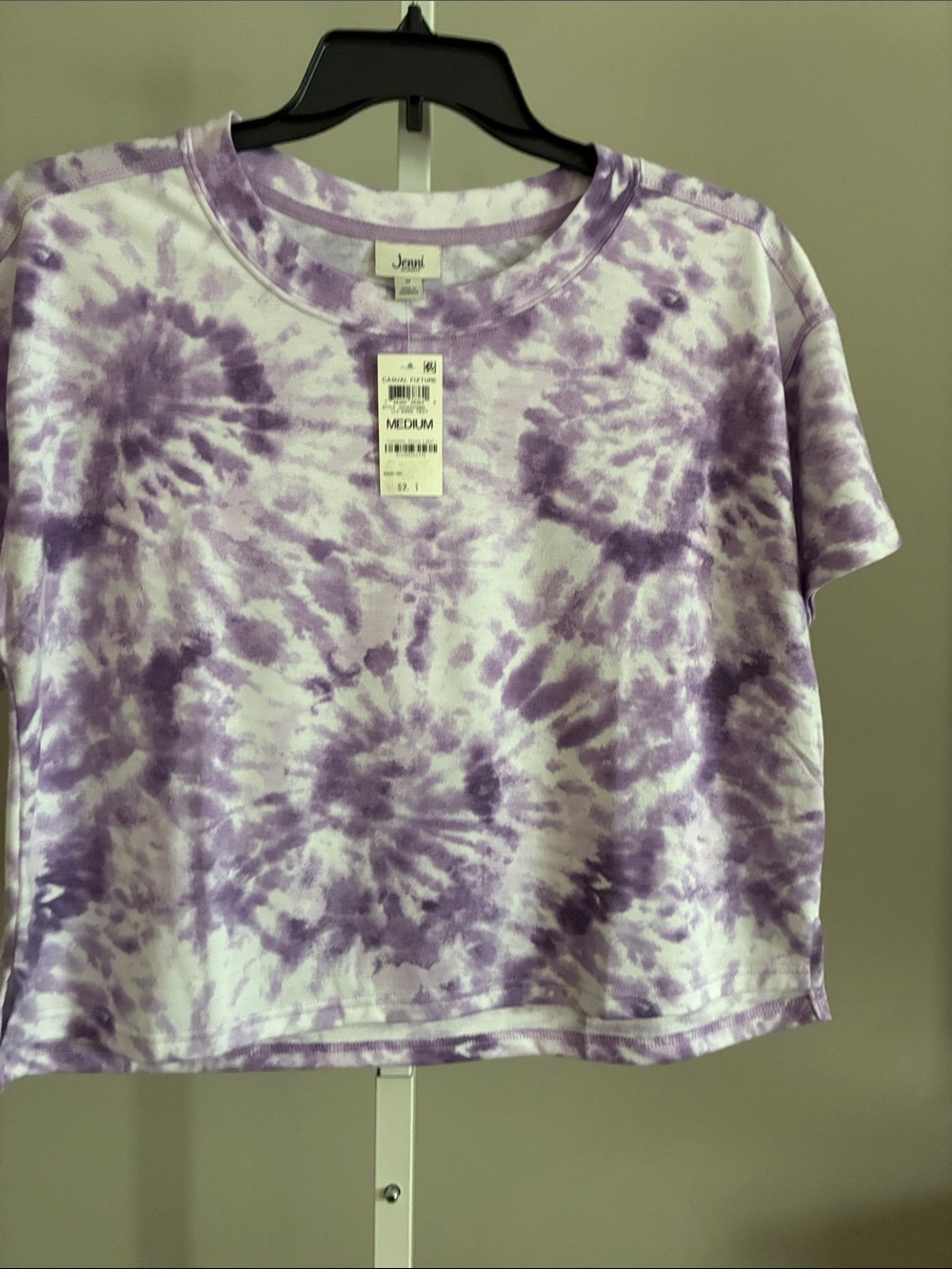 Jenni Purple & White Tie-Dye Crop Tee Sleep Shirt